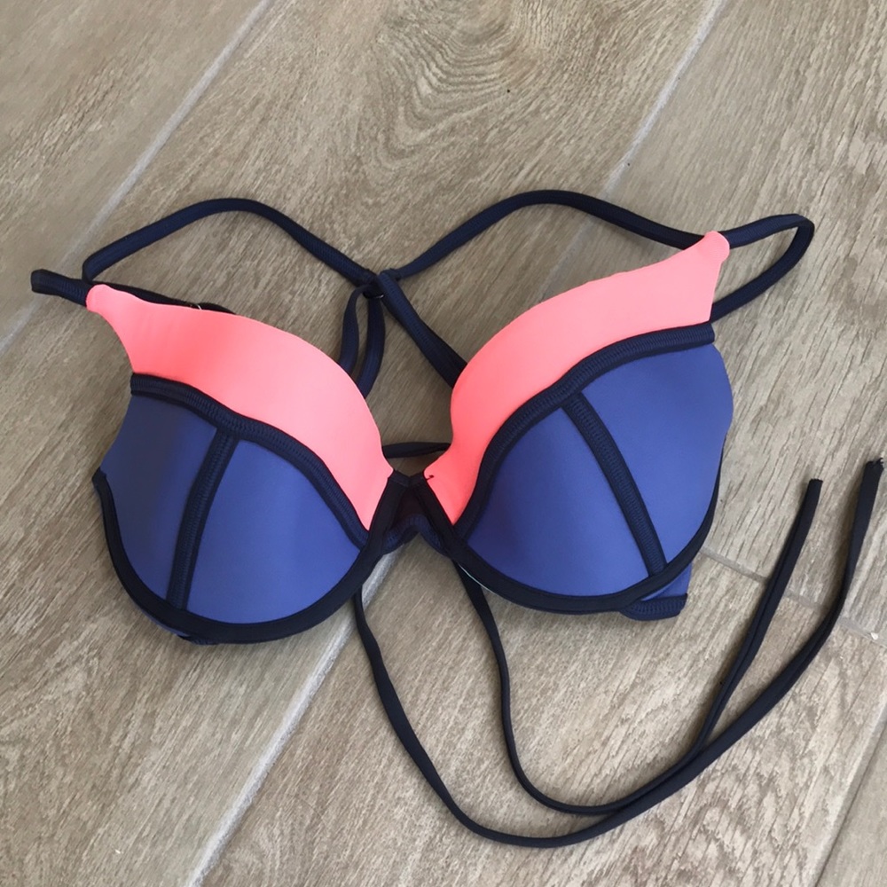 Maaji Blue & Coral Bikini Top Large